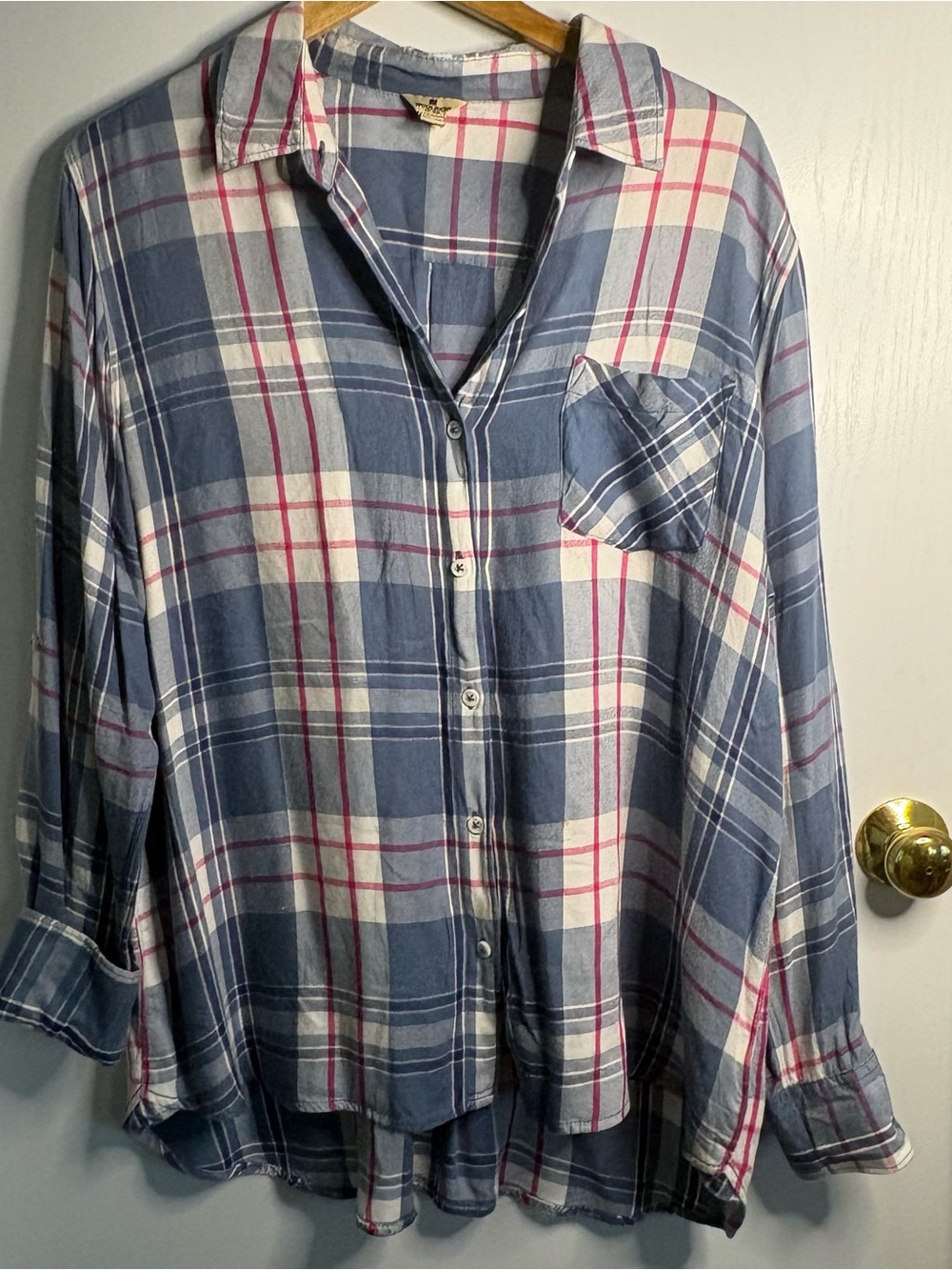 Woolrich Sz XXL Plaid Long Sleeve Button-Up Shirt Preppy Outdoor Lightweight